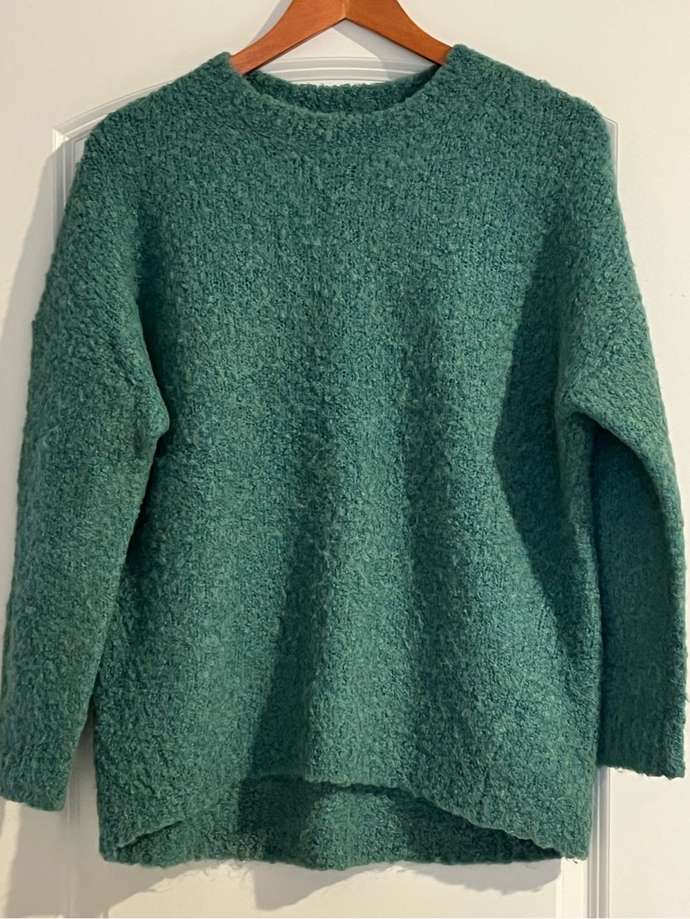 J. Crew Women’s Teal Green Wool Alpaca Sweater Oversized Boucle Preppy Cozy XS